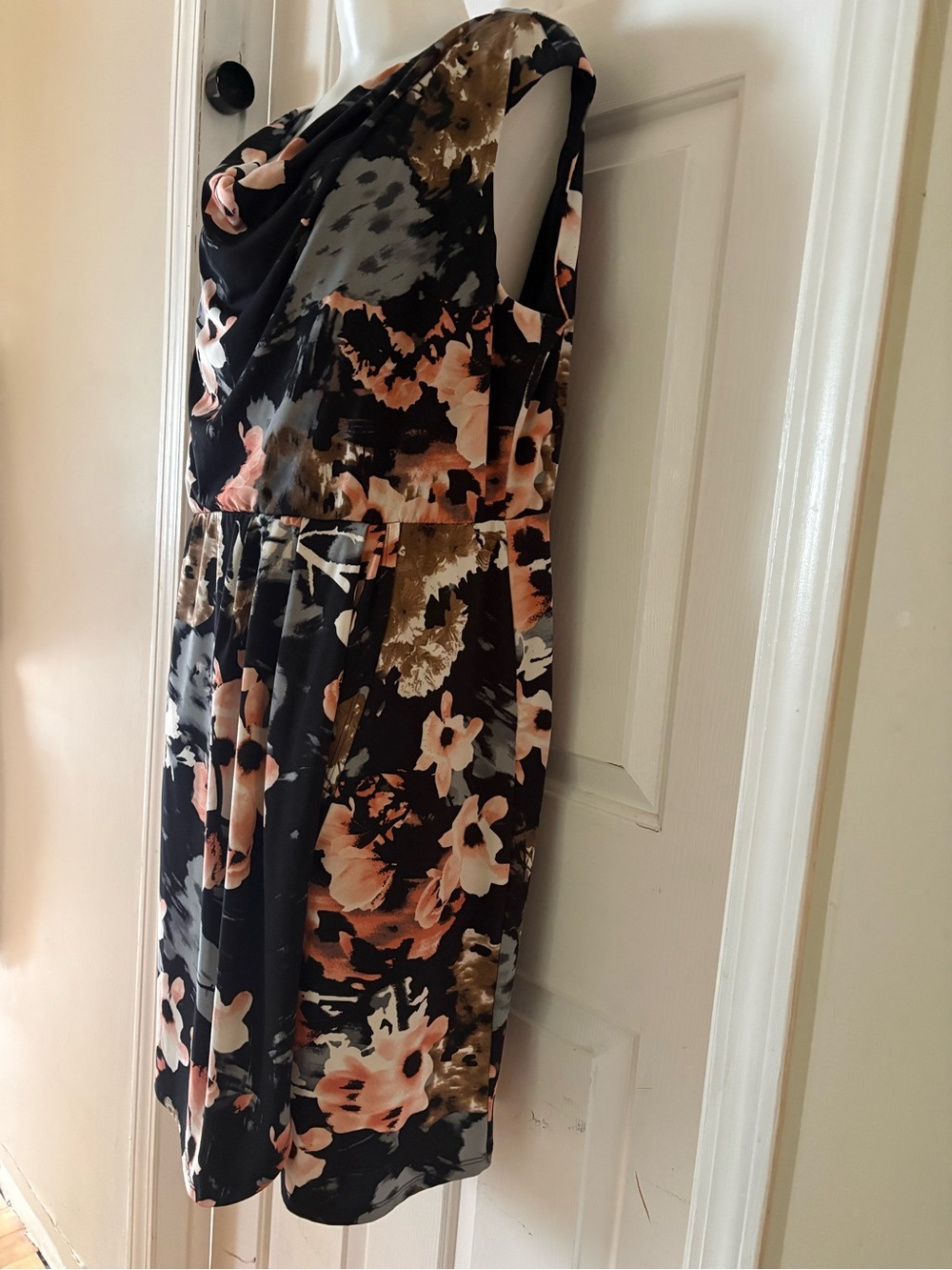 Cleo Black Floral Cowl Neck Midi Dress, Sz XXL. - Picture 3 of 14